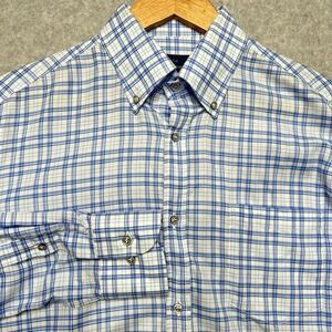 Paul & Shark Silver Collection Mens Plaid Button Down Shirt Blue White Size M 39